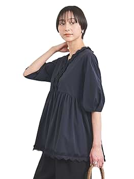 Amazon | [ユナイテッドアローズ] タック フリルVネック ハーフ